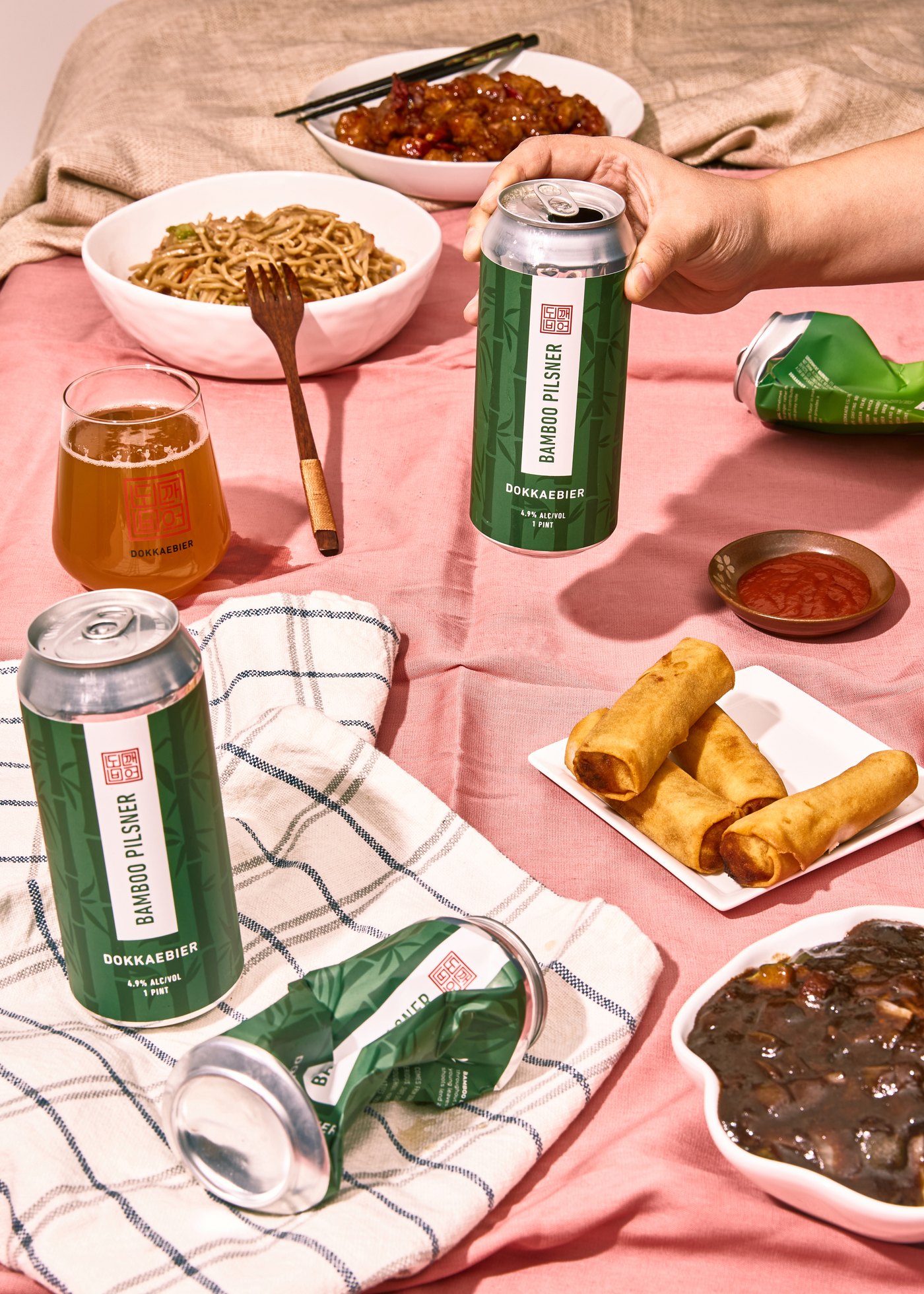 Dokkaebier craft beer can styled on a clean, bright background