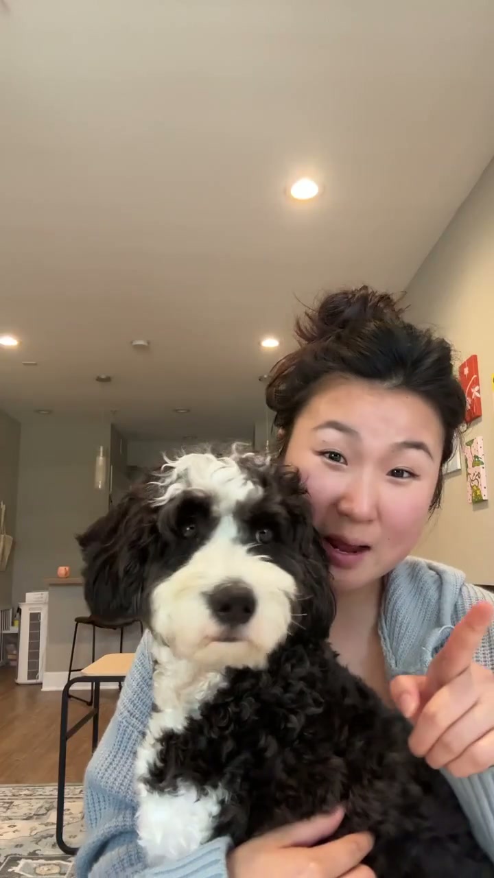 Adaline holding Squidy while presenting a ProDen PlaqueOff UGC campaign
